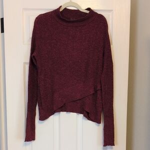 Free People Maroon Cowl Neck Sweater
